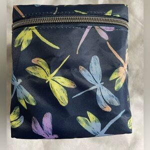 lug Navy Dragonfly Print Pouch with Yellow, Blue, Purple Accents
